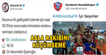 ALTINORDU VE KARABÜKSPOR'UN İLGİNÇ MESAJLARI