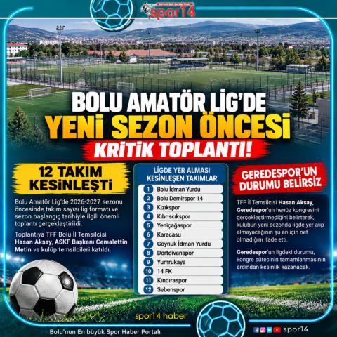 Bolu Amatör Lig’de Yeni Sezon Öncesi Kritik Toplantı: 12 Takım Kesinleşti