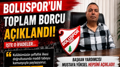 BOLUSPOR'UN TOPLAM BORCU AÇIKLANDI. İŞTE O İFADELER