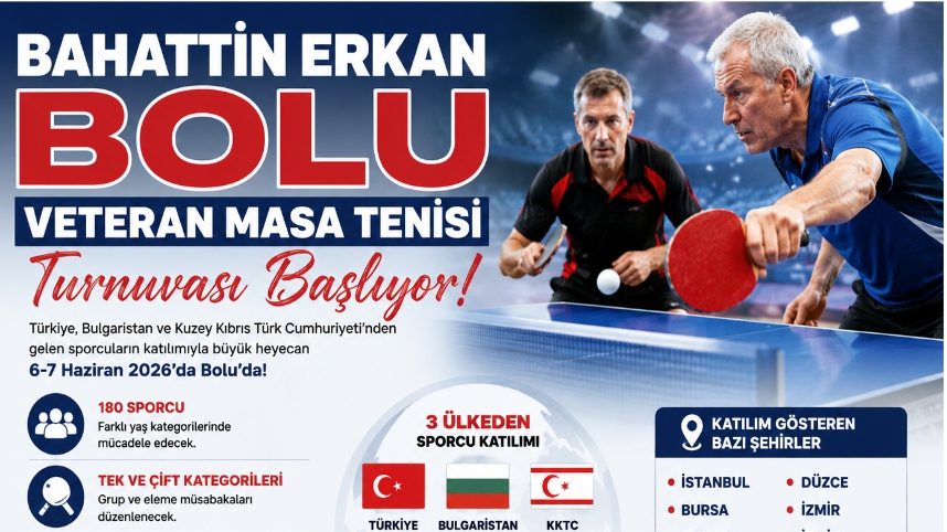 Bahattin Erkan Bolu Veteran Masa Tenisi Turnuvası Başlıyor